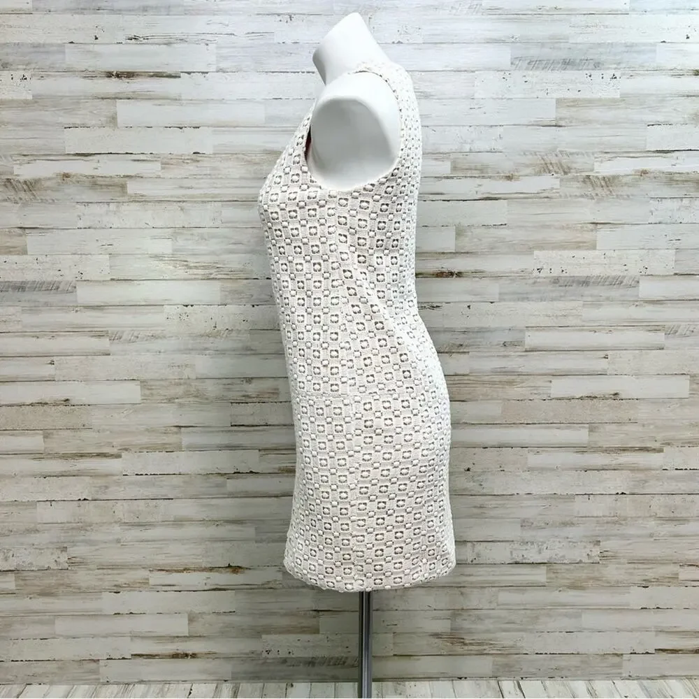 Tibi Sonoran Sleeveless Eyelet Shift Dress Size 0 Ivory Overlay Neutral Cotton - Picture 5 of 15